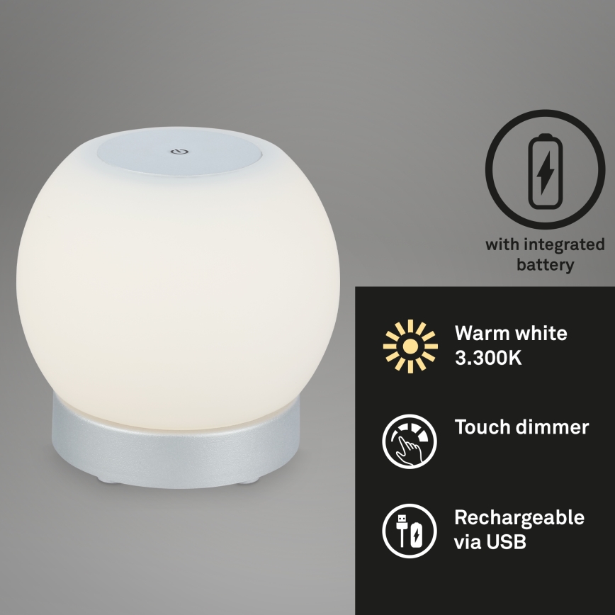Briloner 7439-014 - LED Outdoor dimmable rechargeable lamp LED/3W/5V IP44
