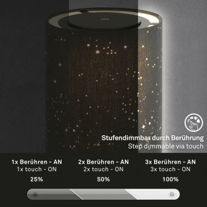 Briloner 7449-015 - LED Dimmable outdoor touch lamp STARRY SKY LED/3W/5V IP44 black