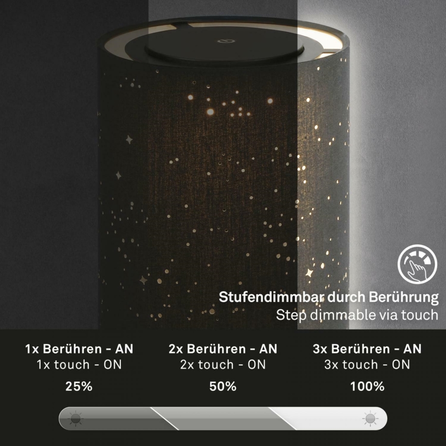 Briloner 7449-015 - LED Dimmable outdoor touch lamp STARRY SKY LED/3W/5V IP44 black