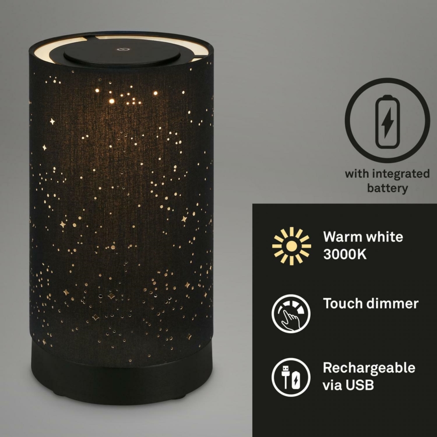 Briloner 7449-015 - LED Dimmable outdoor touch lamp STARRY SKY LED/3W/5V IP44 black