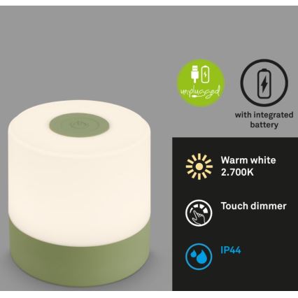Briloner 7461019 - LED Dimmable rechargeable outdoor table lamp LED/2W/5V IP44 green