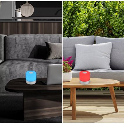 Briloner 7462014 - LED RGB Rechargeable outdoor table lamp LED/1,5W/5V IP44 1200 mAh matte chrome