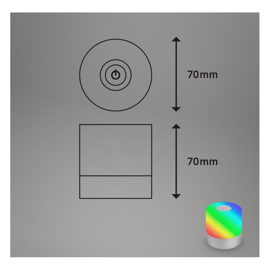 Briloner 7462014 - LED RGB Rechargeable outdoor table lamp LED/1,5W/5V IP44 1200 mAh matte chrome