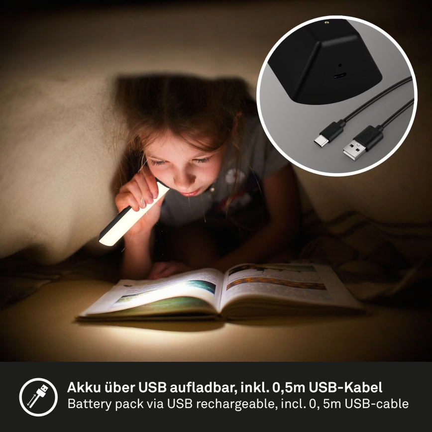 Briloner 7474-015 - LED Dimmable touch rechargeable outdoor table lamp 2in1 LED/7W/5V 2200 mAh USB 3000K IP44 black