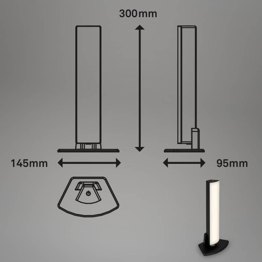 Briloner 7474-015 - LED Dimmable touch rechargeable outdoor table lamp 2in1 LED/7W/5V 2200 mAh USB 3000K IP44 black