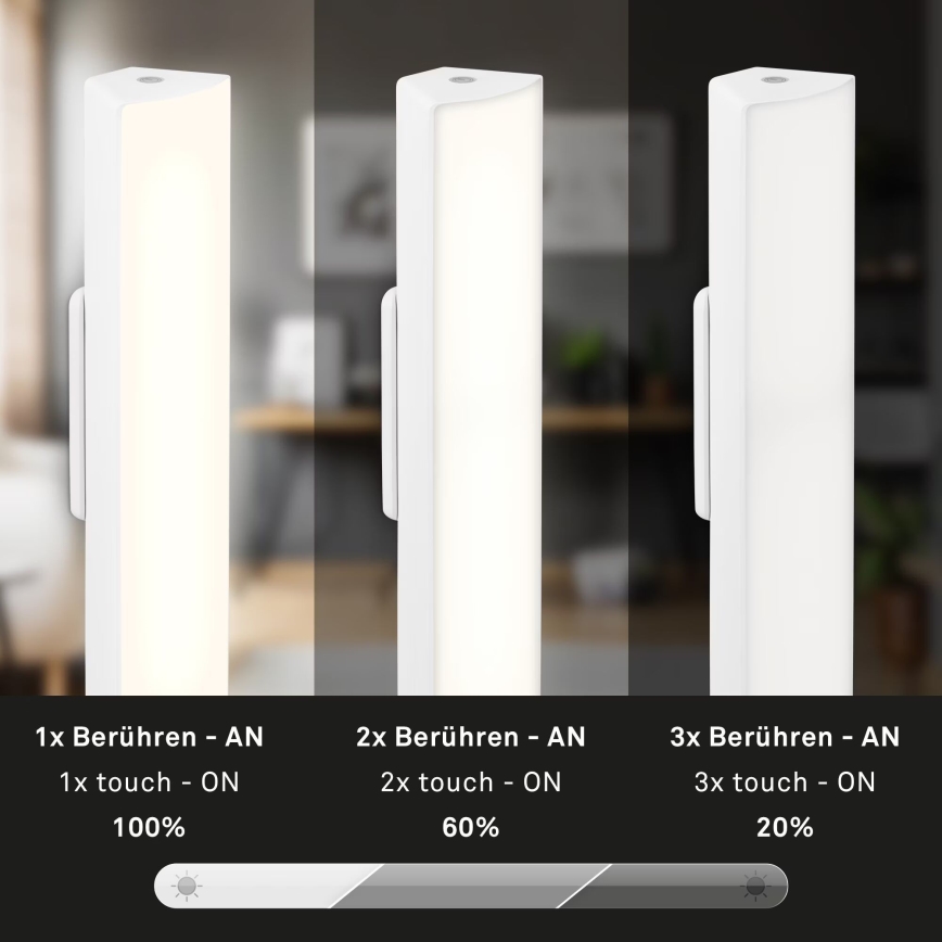 Briloner 7474-016 - LED Dimmable touch rechargeable outdoor table lamp 2in1 LED/7W/5V 2200 mAh USB 3000K IP44 white