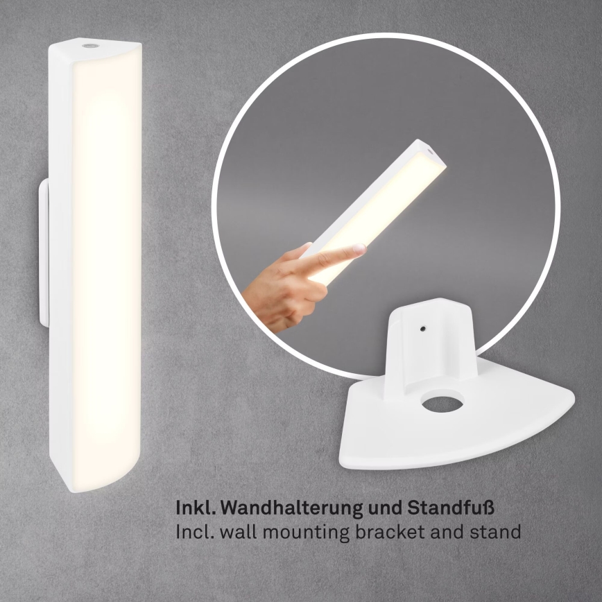 Briloner 7474-016 - LED Dimmable touch rechargeable outdoor table lamp 2in1 LED/7W/5V 2200 mAh USB 3000K IP44 white