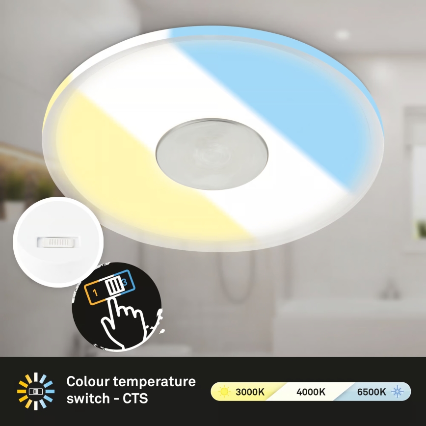 Briloner 7480019 - LED Bathroom Recessed Ceiling Light, 6W/230V, 3000/4000/6500K, IP44, White