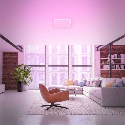 Briloner 7491-016 - RGBW Dimmable Smart LED Ceiling Light, 22W, 230V, 4000K, 42 x 42 cm, Tuya Wi-Fi + Remote Control