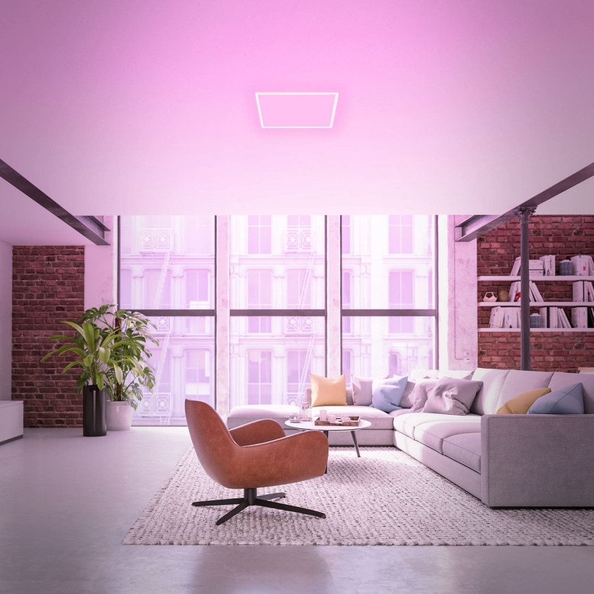 Briloner 7491-016 - RGBW Dimmable Smart LED Ceiling Light, 22W, 230V, 4000K, 42 x 42 cm, Tuya Wi-Fi + Remote Control