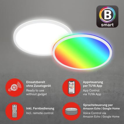 Briloner 7494016 - LED RGBW Dimmable SMART Ceiling Light LED/22W/230V 4000K Ø 42 cm Wi‑Fi Tuya + remote control