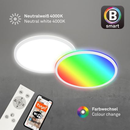 Briloner 7494016 - LED RGBW Dimmable SMART Ceiling Light LED/22W/230V 4000K Ø 42 cm Wi‑Fi Tuya + remote control