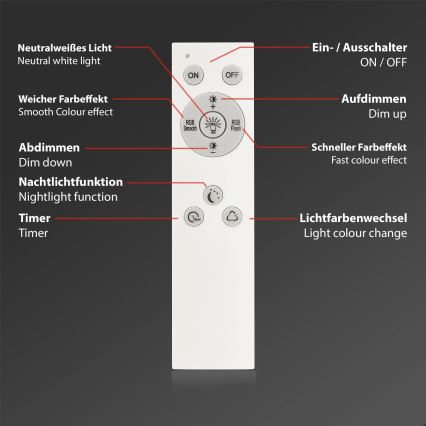 Briloner 7494016 - LED RGBW Dimmable SMART Ceiling Light LED/22W/230V 4000K Ø 42 cm Wi‑Fi Tuya + remote control