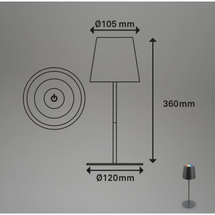Briloner 7507015 - LED RGB Dimmable rechargeable outdoor table lamp 2in1 LED/2,5W/5V IP44 anthracite