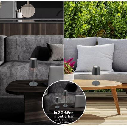 Briloner 7507015 - 2-in-1 LED RGB Dimmable Rechargeable Outdoor Table Lamp LED/2.5W/5V IP44 1200 mAh Anthracite