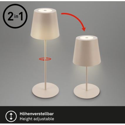 Briloner 7508011 - LED Dimmable rechargeable outdoor table lamp 2in1 LED/2,5W/5V IP44 beige