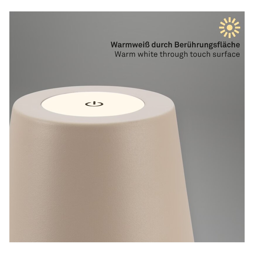 Briloner 7508011 - LED Dimmable rechargeable outdoor table lamp 2in1 LED/2,5W/5V IP44 beige
