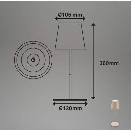 Briloner 7508011 - LED Dimmable rechargeable outdoor table lamp 2in1 LED/2,5W/5V IP44 beige