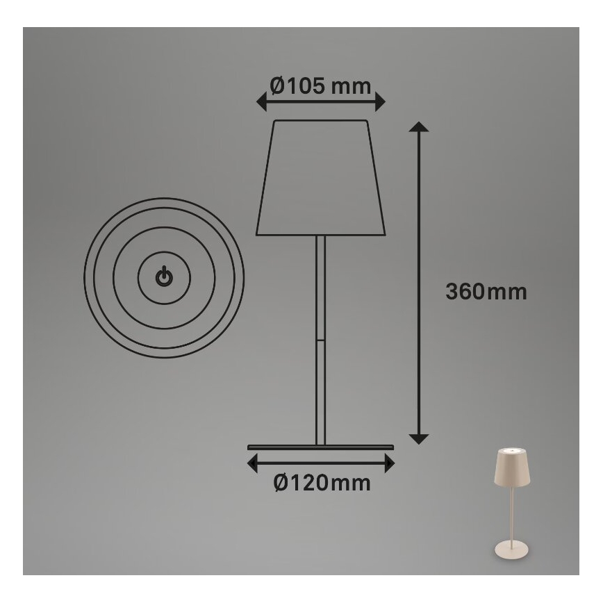 Briloner 7508011 - LED Dimmable rechargeable outdoor table lamp 2in1 LED/2,5W/5V IP44 beige