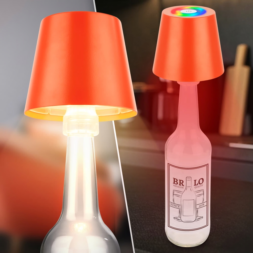 Briloner 7510012 - CALIDA LED RGBW Dimmable Rechargeable Outdoor Table Lamp LED/2.5W/5V IP44 1200 mAh Orange