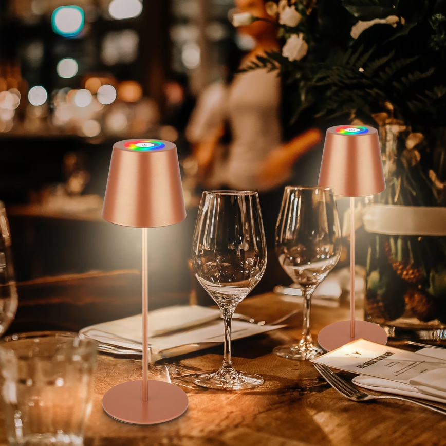 Briloner 7510013 - CALIDA LED RGBW Dimmable Rechargeable Outdoor Table Lamp, 2.5W LED / 5V, IP44, 1200 mAh, Bronze