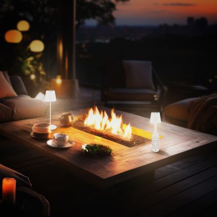 Briloner 7510016 - CALIDA LED RGBW Dimmable Outdoor Rechargeable Table Lamp, LED 2.5W/5V, IP44, 1200 mAh, White