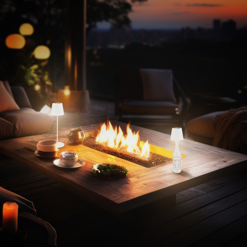 Briloner 7510016 - CALIDA LED RGBW Dimmable Outdoor Rechargeable Table Lamp, LED 2.5W/5V, IP44, 1200 mAh, White