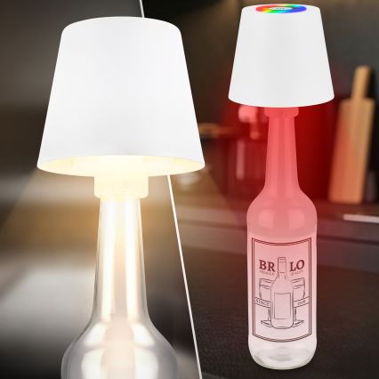 Briloner 7510016 - CALIDA LED RGBW Dimmable Outdoor Rechargeable Table Lamp, LED 2.5W/5V, IP44, 1200 mAh, White