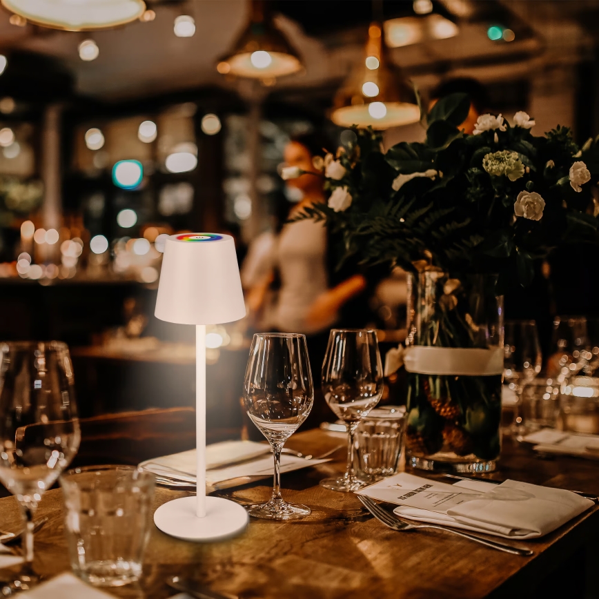 Briloner 7517016 - CILANO LED RGBW Dimmable Rechargeable Outdoor Table Lamp LED/3W/5V IP44 2000 mAh White