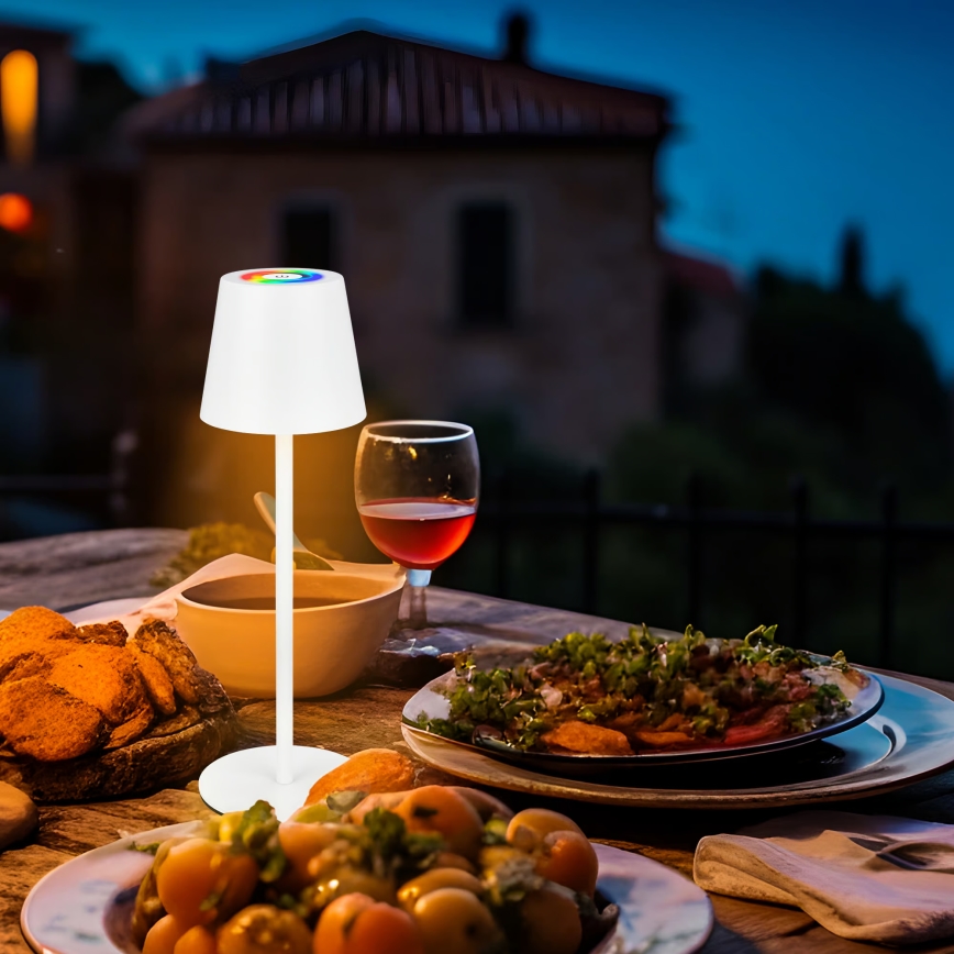 Briloner 7517016 - CILANO LED RGBW Dimmable Rechargeable Outdoor Table Lamp LED/3W/5V IP44 2000 mAh White