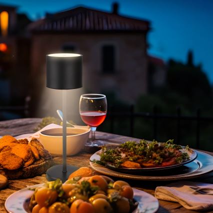 Briloner 7521015 - SIGO LED Dimmable Outdoor Rechargeable Table Lamp, LED 2.5W/5V, IP44, 2600 mAh, Black