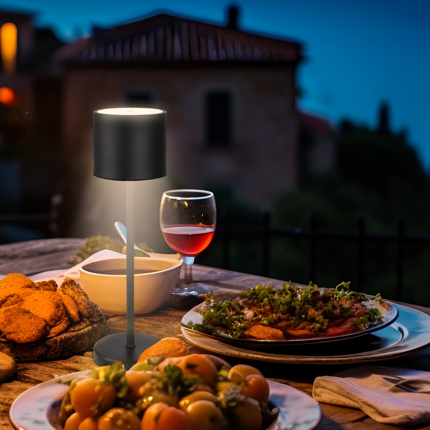 Briloner 7521015 - SIGO LED Dimmable Outdoor Rechargeable Table Lamp, LED 2.5W/5V, IP44, 2600 mAh, Black