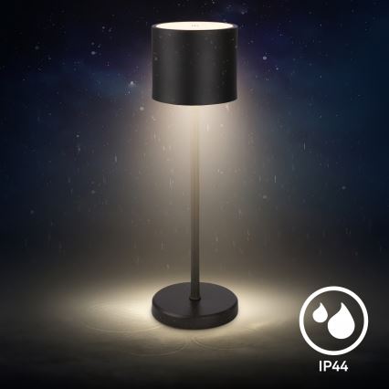 Briloner 7521015 - SIGO LED Dimmable Outdoor Rechargeable Table Lamp, LED 2.5W/5V, IP44, 2600 mAh, Black