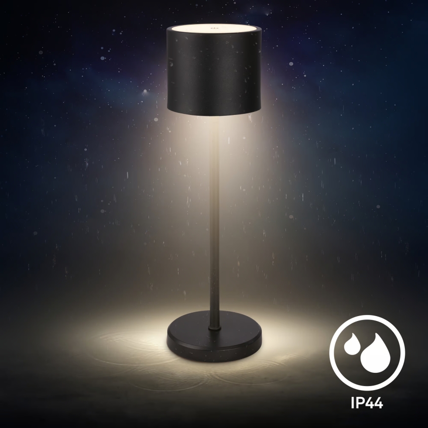 Briloner 7521015 - SIGO LED Dimmable Outdoor Rechargeable Table Lamp, LED 2.5W/5V, IP44, 2600 mAh, Black
