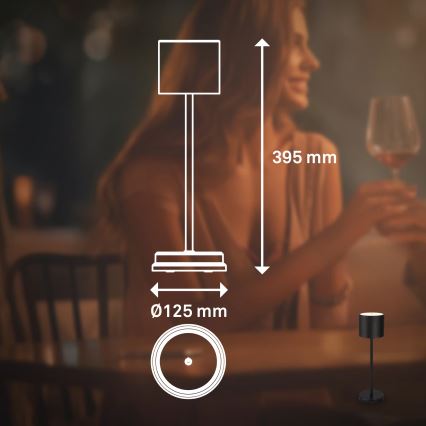 Briloner 7521015 - SIGO LED Dimmable Outdoor Rechargeable Table Lamp, LED 2.5W/5V, IP44, 2600 mAh, Black