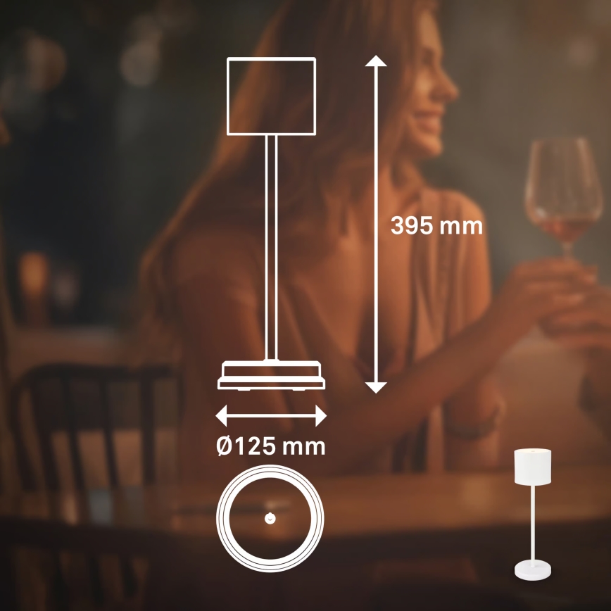 Briloner 7521016 - SIGO LED dimmable rechargeable outdoor table lamp LED/2,5W/5V IP44 2600 mAh white