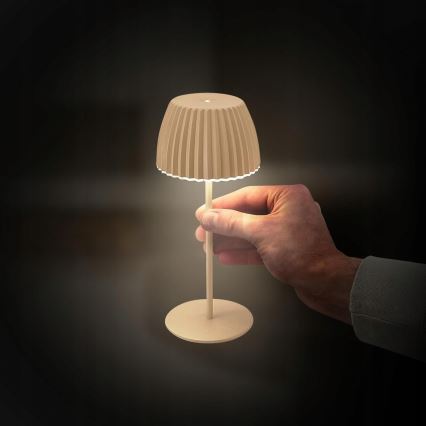 Briloner 7552-011 - Dimmable Rechargeable Touch Mini LED Outdoor Table Lamp, 1.5W/5V, IP44, 1800 mAh, Beige