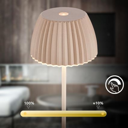 Briloner 7552-011 - Dimmable Rechargeable Touch Mini LED Outdoor Table Lamp, 1.5W/5V, IP44, 1800 mAh, Beige