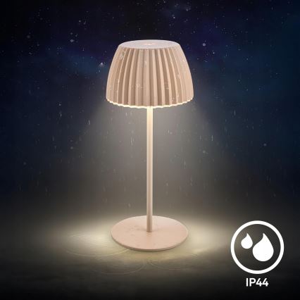 Briloner 7552-011 - Dimmable Rechargeable Touch Mini LED Outdoor Table Lamp, 1.5W/5V, IP44, 1800 mAh, Beige