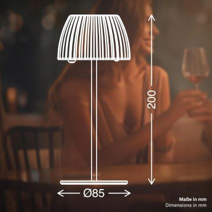 Briloner 7552-011 - Dimmable Rechargeable Touch Mini LED Outdoor Table Lamp, 1.5W/5V, IP44, 1800 mAh, Beige