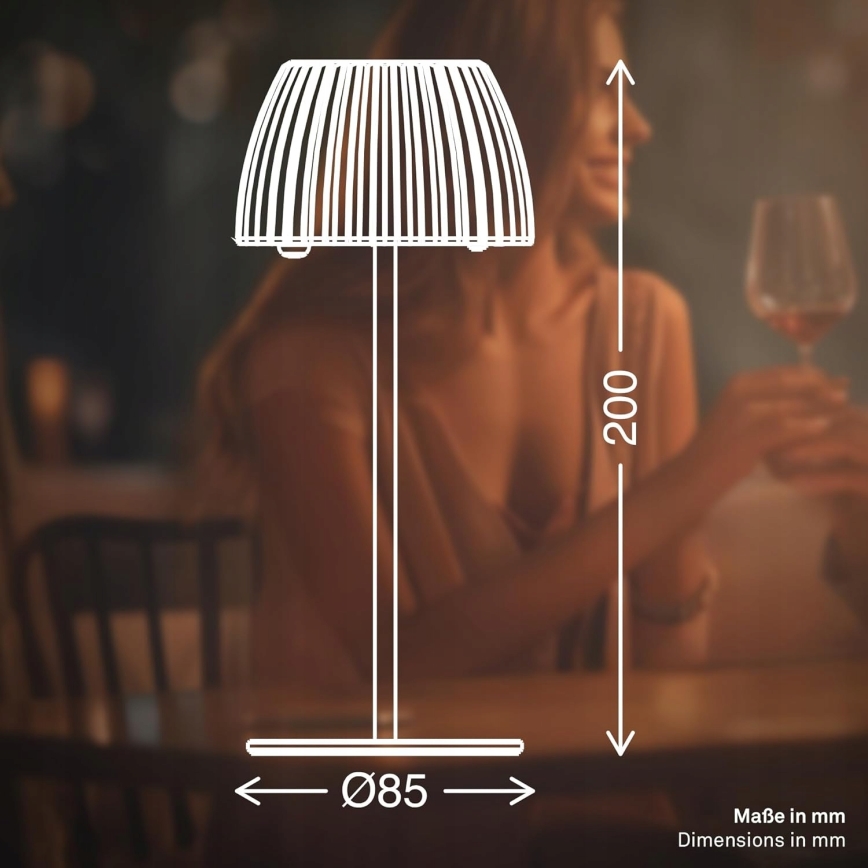 Briloner 7552-011 - Dimmable Rechargeable Touch Mini LED Outdoor Table Lamp, 1.5W/5V, IP44, 1800 mAh, Beige