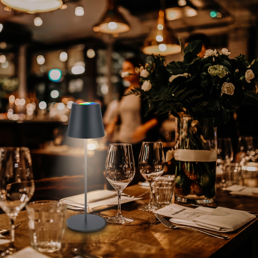 Briloner 7559015 - COLORIS LED RGB Dimmable Rechargeable Outdoor Table Lamp LED/3,5W/5V IP44 2000 mAh Anthracite Wi-Fi Tuya