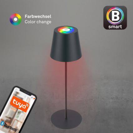 Briloner 7559015 - COLORIS LED RGB Dimmable Rechargeable Outdoor Table Lamp LED/3,5W/5V IP44 2000 mAh Anthracite Wi-Fi Tuya