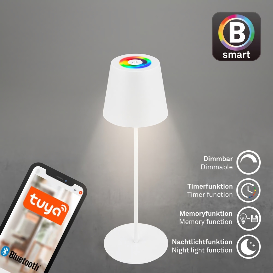 Briloner 7559016 - LED RGB Dimmable Rechargeable Outdoor Table Lamp COLORIS LED/3.5W/5V IP44 2000 mAh Wi-Fi Tuya