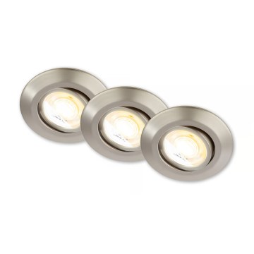 Briloner 7586032 - SET of 3 LED bathroom recessed downlights KLIRA 1xLED/4.9W/230V 2500/3000/4000K IP23 matte chrome