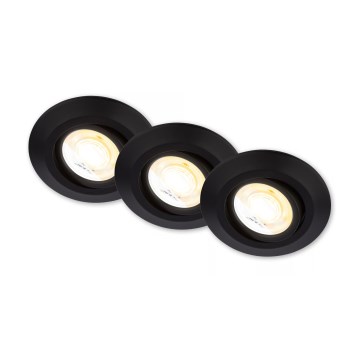 Briloner 7586035 - Set of 3 KLIRA Bathroom Recessed LED Downlights, 4.9W/230V, 2500/3000/4000K, IP23, Black