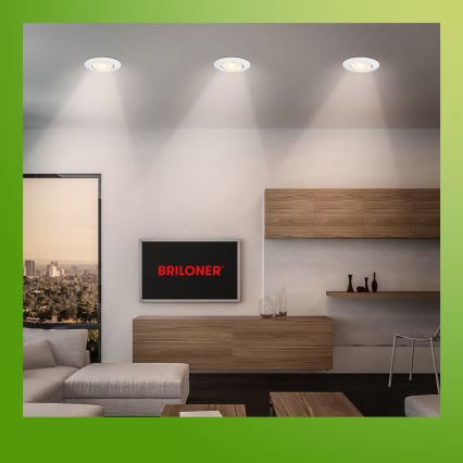 Briloner 7586036 - Set of 3 KLIRA bathroom recessed LED downlights, 4.9W/230V, 2500/3000/4000K, IP23, white