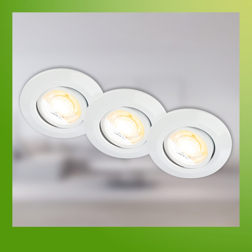 Briloner 7586036 - Set of 3 KLIRA bathroom recessed LED downlights, 4.9W/230V, 2500/3000/4000K, IP23, white