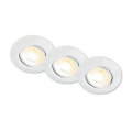 Briloner 7586036 - Set of 3 KLIRA bathroom recessed LED downlights, 4.9W/230V, 2500/3000/4000K, IP23, white