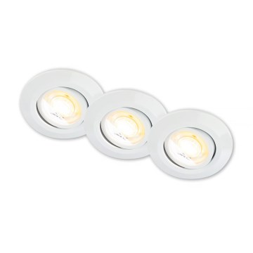 Briloner 7586036 - Set of 3 KLIRA bathroom recessed LED downlights, 4.9W/230V, 2500/3000/4000K, IP23, white